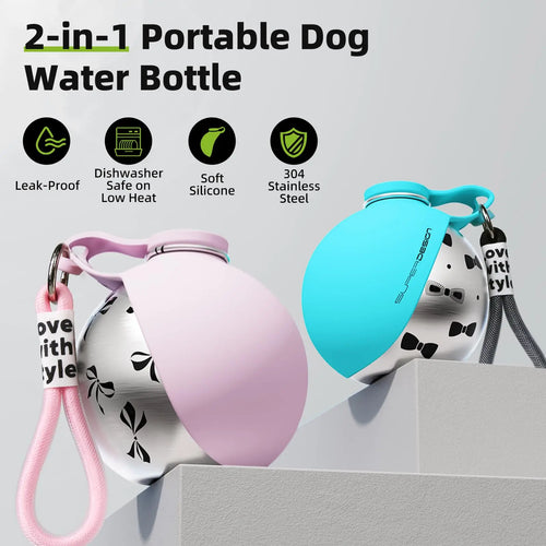 HydroPup 2-in-1 travel water bottle - product view